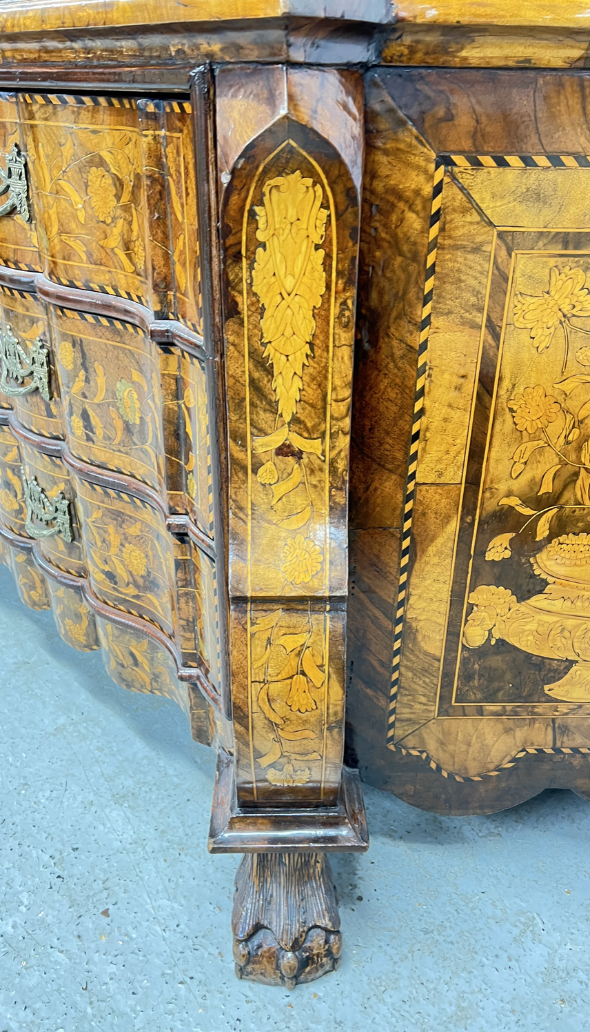 A fine Dutch marquetry display cabinet,