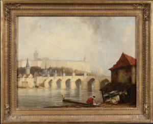 Charles Bridge and Prague Castle 14 x 17.5 inches framed