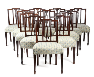 Set of 12 George III dining chairs.