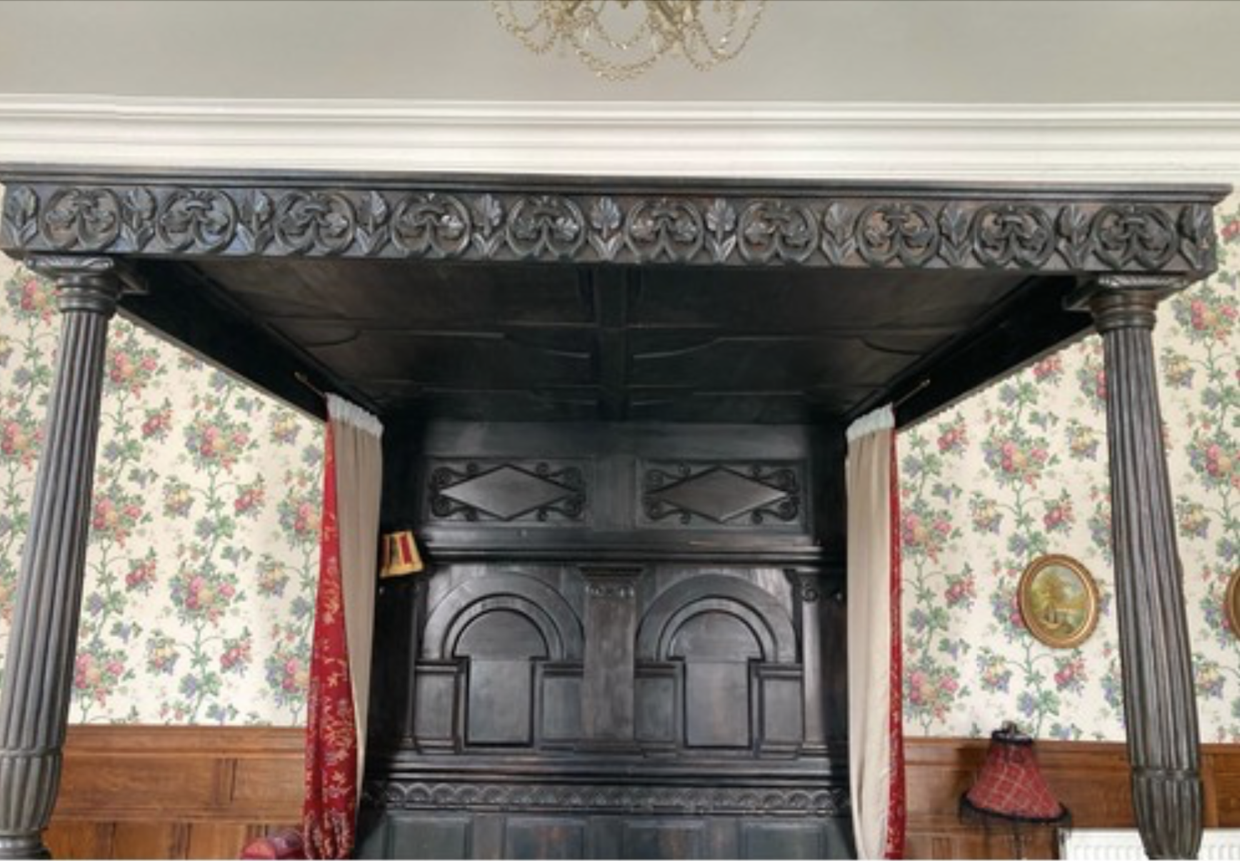Jacobean oak four poster bed