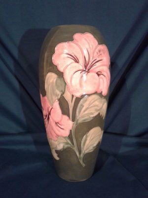 Early coral Hibiscus Moorcroft vase