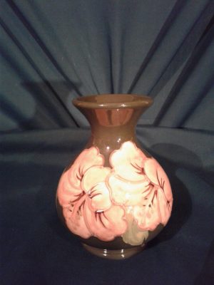 Walter Moorcroft Coral Hybiscus vase