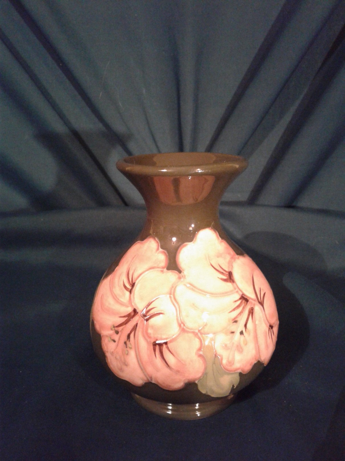 Walter Moorcroft Coral Hybiscus vase