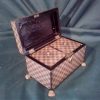 Rare 18th century Scottish tartan twin compartment tea caddy. Depicting Highland Loch scene. Raised on brass Lion paw feet. Superb original condition.