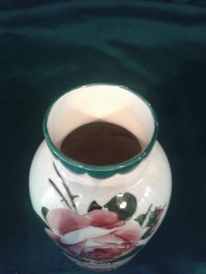 Wemyss ware oviform vase decorated with red roses