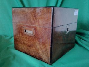 Victorian burr walnut decanter box set.