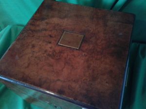 Victorian burr walnut decanter box set.