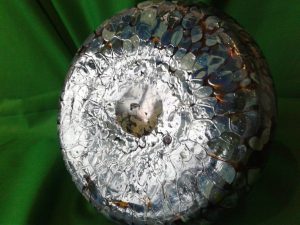 Rare Loetz squat double gourd oil spot vase. Circa 1900s