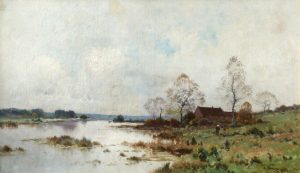 Pierre Emmanuel Eugene Damoye. (1847-1916) HUGE Oil on Canvas