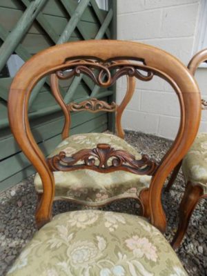 Set six Victorian walnut dining chairs