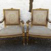 Pair 19th cent French giltwood Fauteuils