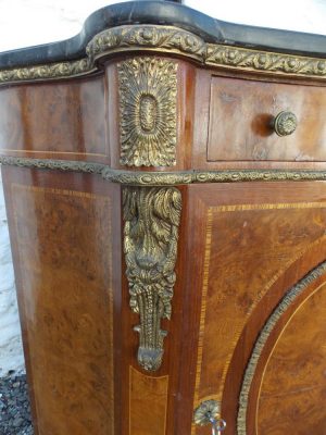 Serpentine French Louis ormolu Burr walnut cabinet.