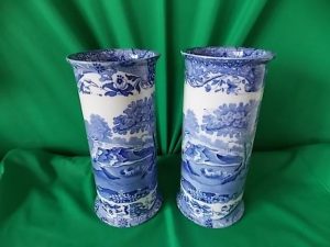 Pr Victorian Copeland Spode Cylinder vases