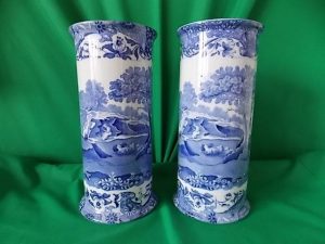 Pr Victorian Copeland Spode Cylinder vases