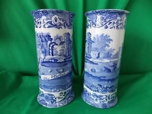 Pr Victorian Copeland Spode Cylinder vases