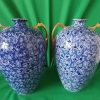 Pr Victorian Blue & White Bulbous vases.