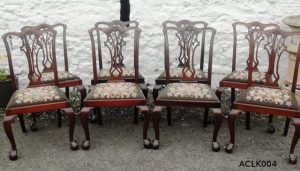 Set eight Victorian mahogany Chippendale dining chairs
