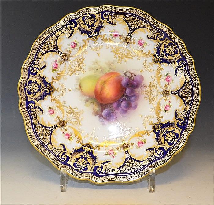 Royal Worcester fruit plate, signed Sebright. ( Richard Sebright)