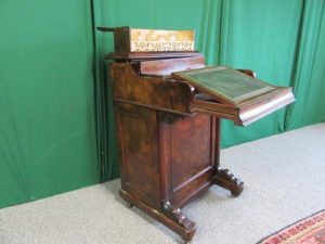 Victorian pop up Burr Walnut Davenport Desk