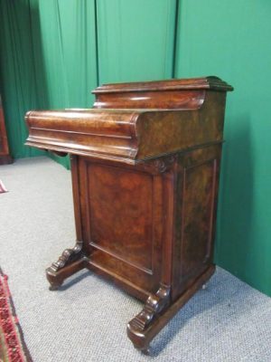Victorian pop up Burr Walnut Davenport Desk
