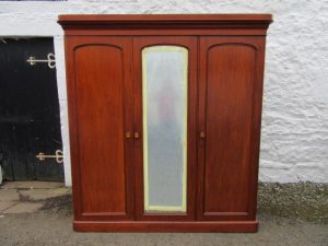 Victorian three door mahogany mirror door wardrobe