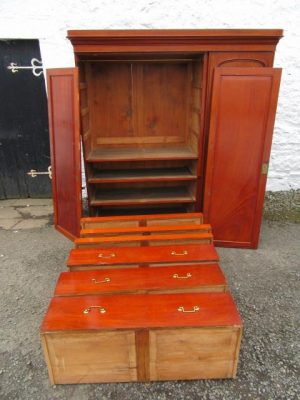 Victorian three door mahogany mirror door wardrobe
