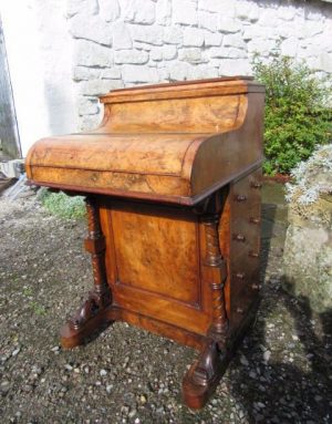 Burr Walnut Piano Top Davenport Desk