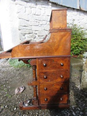 Burr Walnut Piano Top Davenport Desk