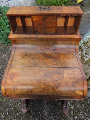 Burr Walnut Piano Top Davenport Desk