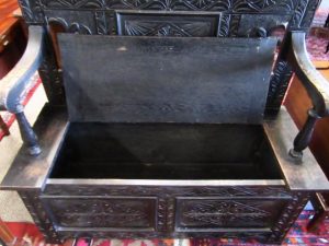 Victorian oak monks bench
