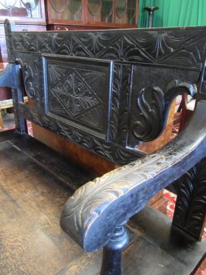 Victorian oak monks bench