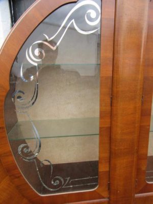 Pr 20th century walnut art deco cabinets