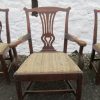 Georgian elm elbow chair with 3 same period side chairs