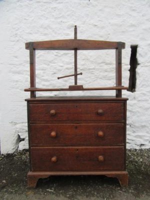 Georgian oak cloths press chest of drawers