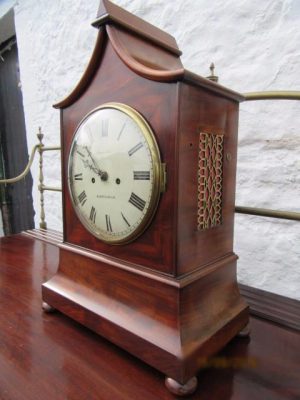Georgian mahogany pagoda top double fusee bracket clock
