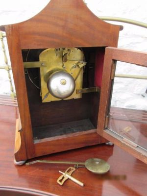 Georgian mahogany pagoda top double fusee bracket clock