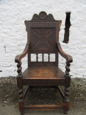Victorian oak wainscot armchair