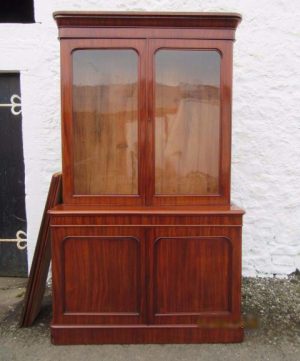 Victorian two door figured mahogany round corner library bookcase