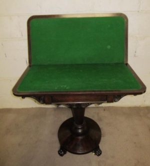 William 1V rosewood foldover card table.
