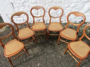 Set of six Victorian bergaire seated parlour chairs