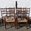 Set of 8 Victorian rush seated high back oak dining chairs