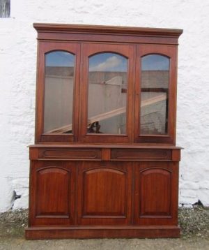Victorian three door mahogany library bookcase