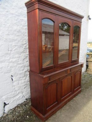 Victorian three door mahogany library bookcase