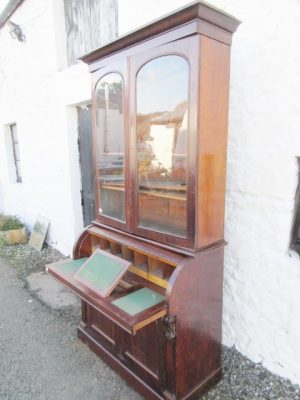 Victorian mahogany cylinder bureau bookcase