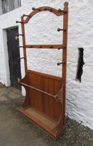 Victorian oak hall hat and coat stand