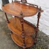 Victorian figured walnut three tire wotnot