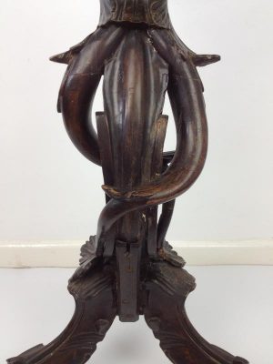 19th Century Italian Carved Walnut Torchere / Plant Stand
