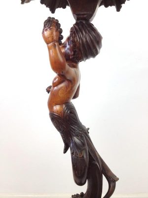 19th Century Italian Carved Walnut Torchere / Plant Stand