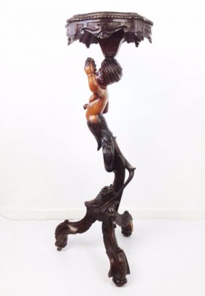 19th Century Italian Carved Walnut Torchiere / Plant Stand