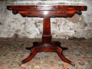William 1V rosewood pedestal foldover card table